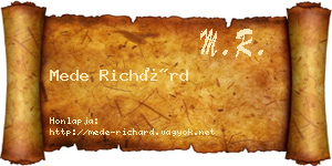 Mede Richárd névjegykártya